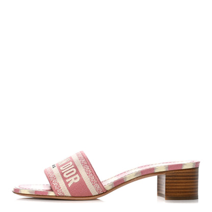 Christian Dior Cotton D-Stripes Embroidered Dway 40mm Slide Sandals 39 Deep Nude 1 of 11