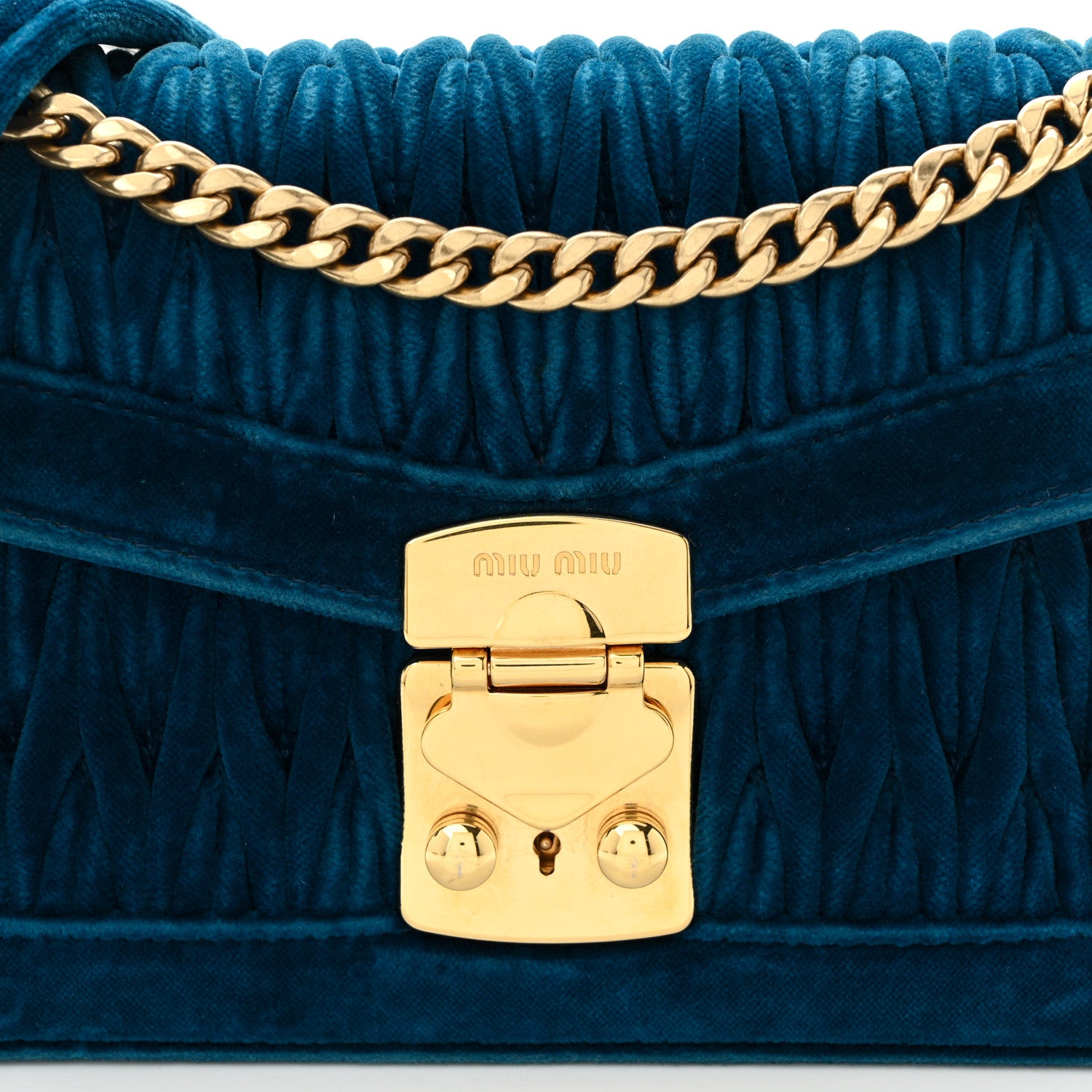 Miu Miu Velluto Matelasse Confidential Chain Shoulder Bag Cobalto 8 of 10