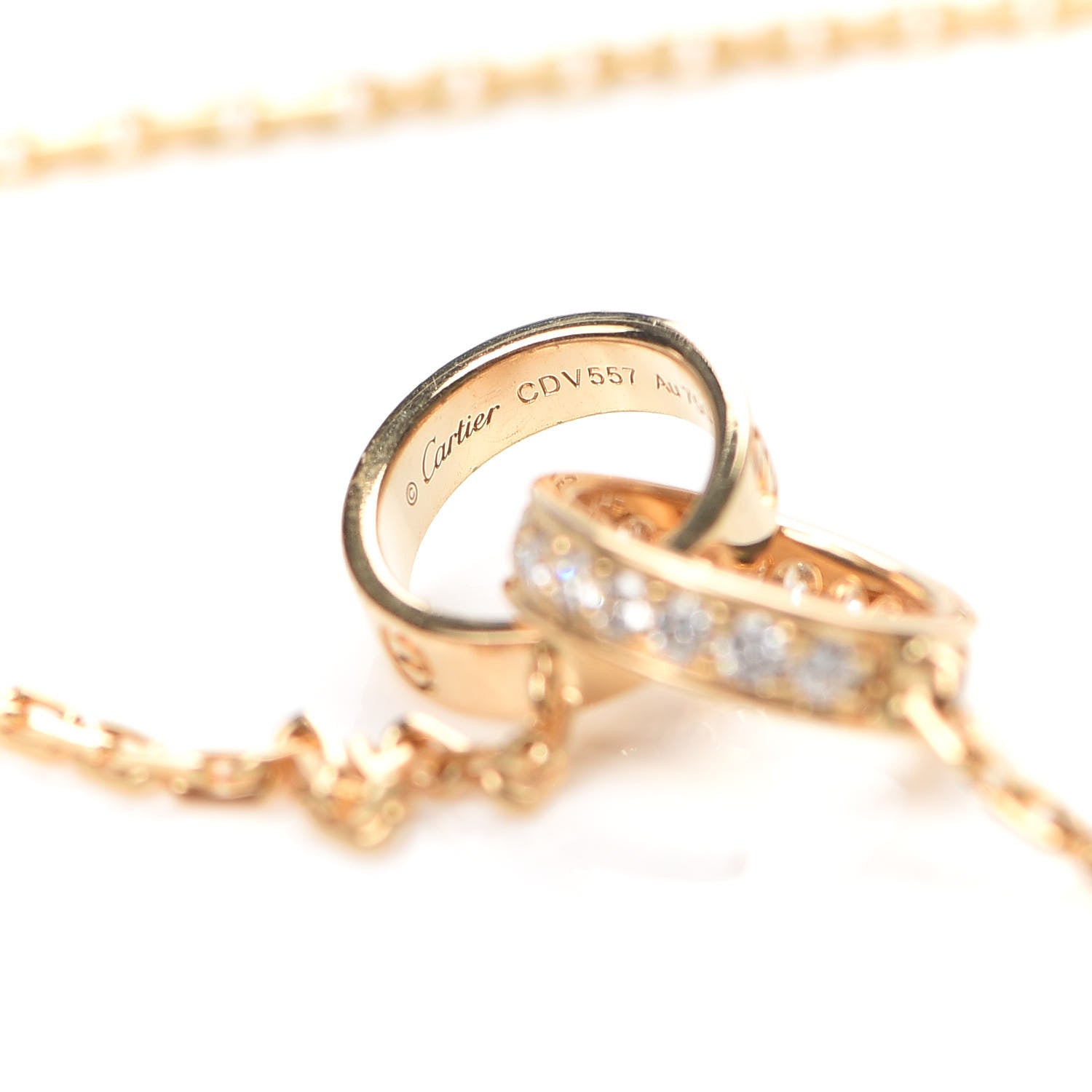 Cartier 18K Yellow Gold Diamond Interlocking LOVE Necklace 5 of 7
