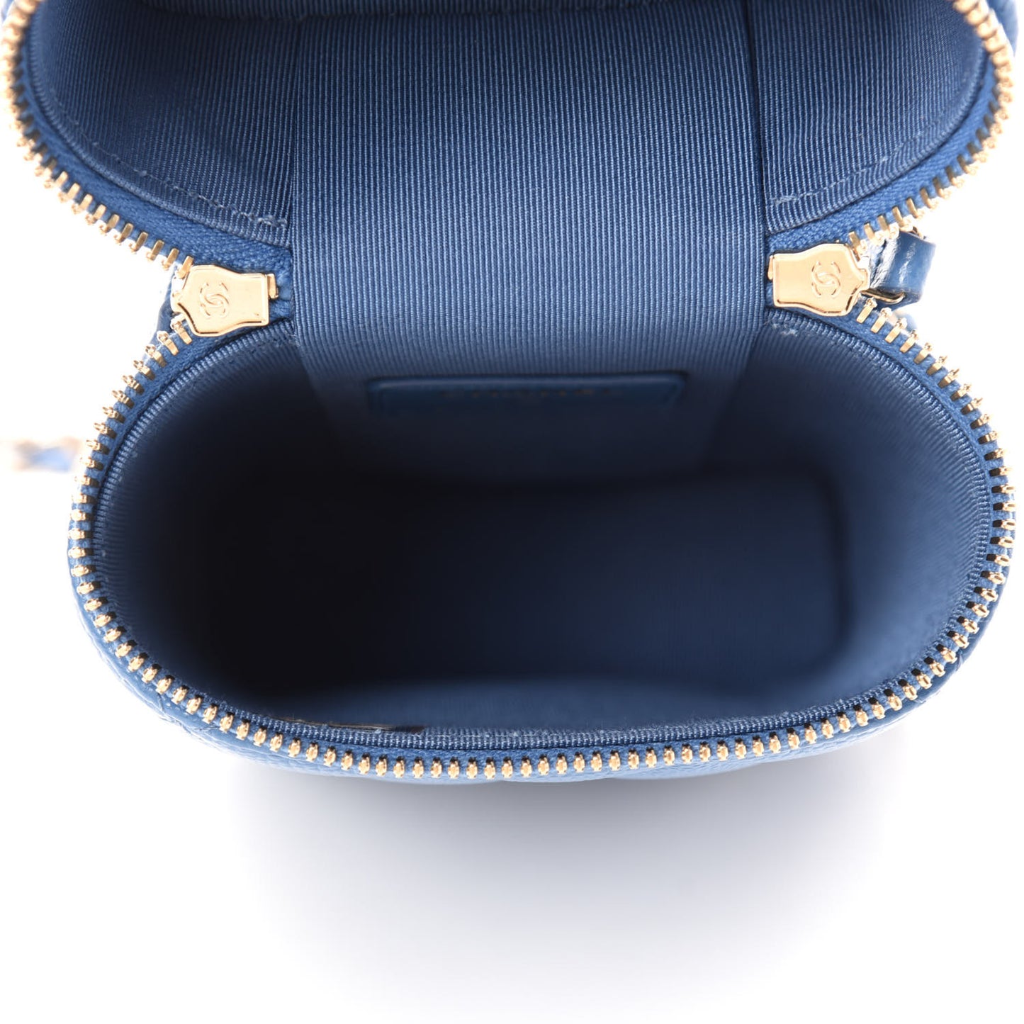 Caviar Quilted Phone Holder With Chain Blue