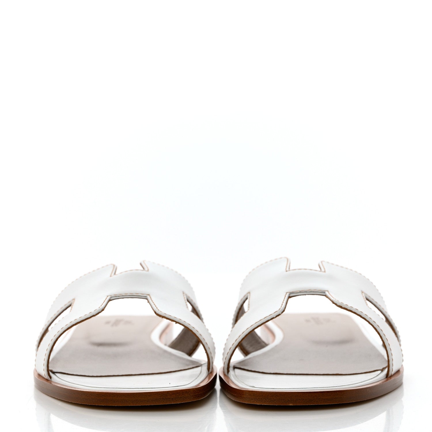 Hermes Box Calfskin Oran Sandals 37.5 White 2 of 9