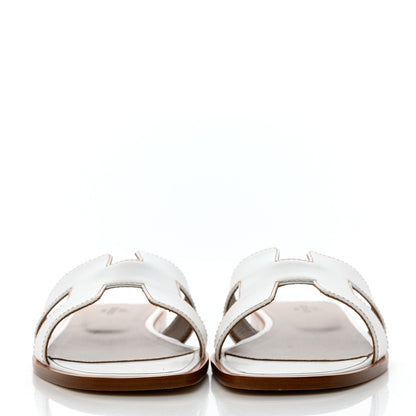 Hermes Box Calfskin Oran Sandals 37.5 White 2 of 9