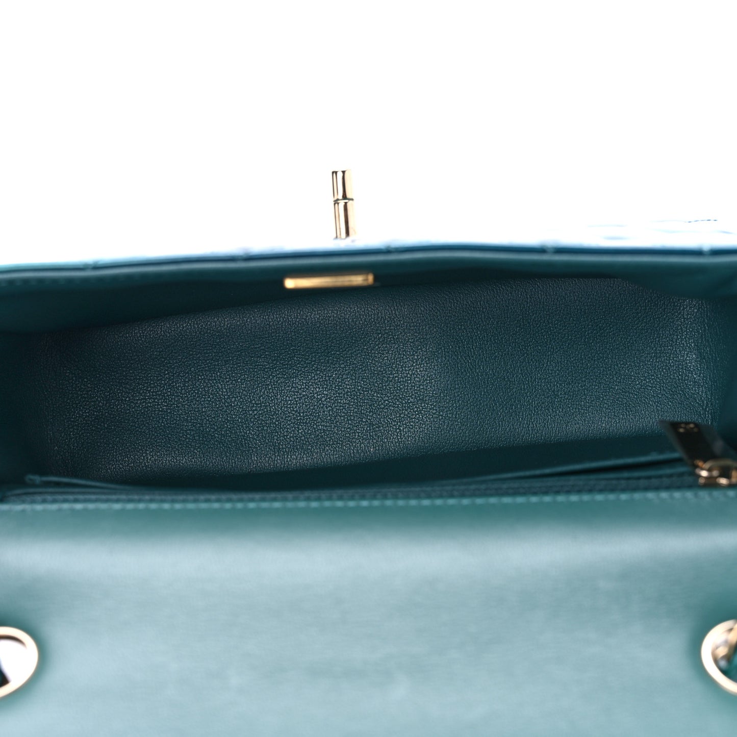 Shaded Patent Calfskin Quilted Mini Rectangular Flap Green Blue