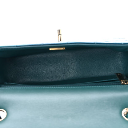 Chanel Shaded Patent Calfskin Quilted Mini Rectangular Flap Green Blue 5 of 9