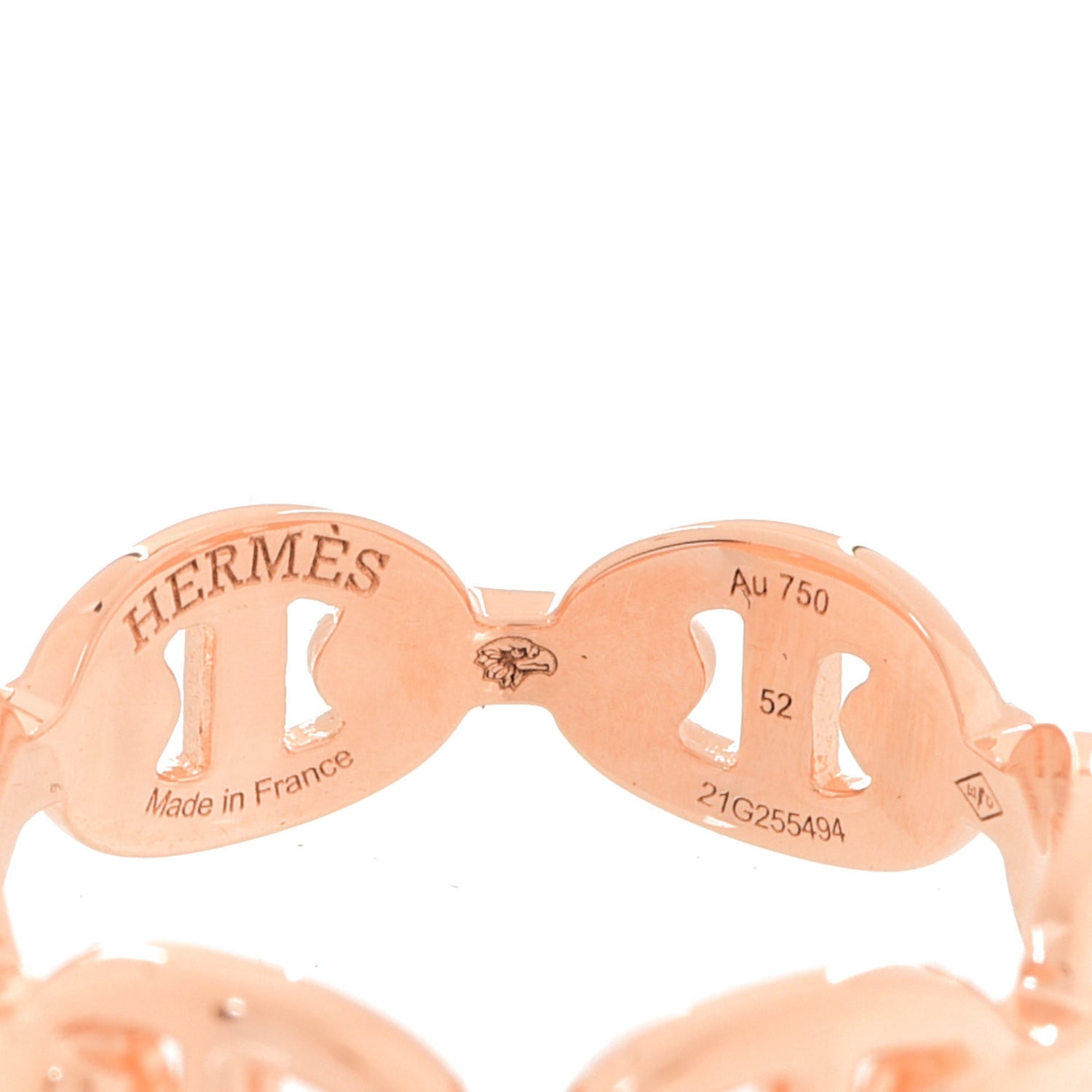 Hermes 18K Rose Gold PM Chaine D'Ancre Enchainee Ring 52 6 4 of 5