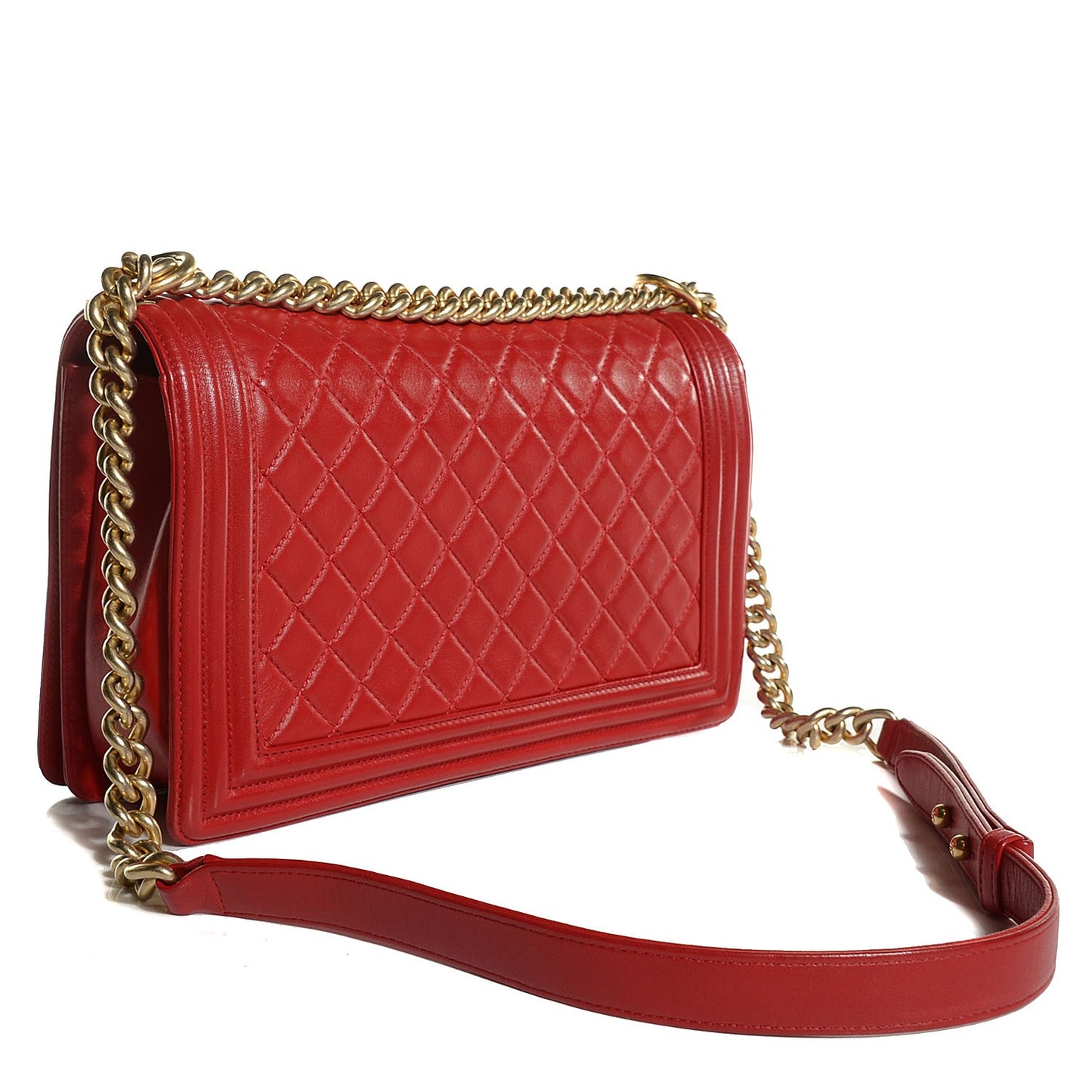 Lambskin Quilted New Medium Boy Flap Red