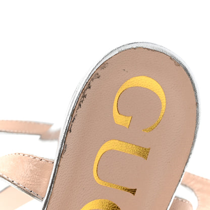 Gucci Metallic Nappa Double G 40/135mm Platform Sandals 38.5 Gold Silver 11 of 14