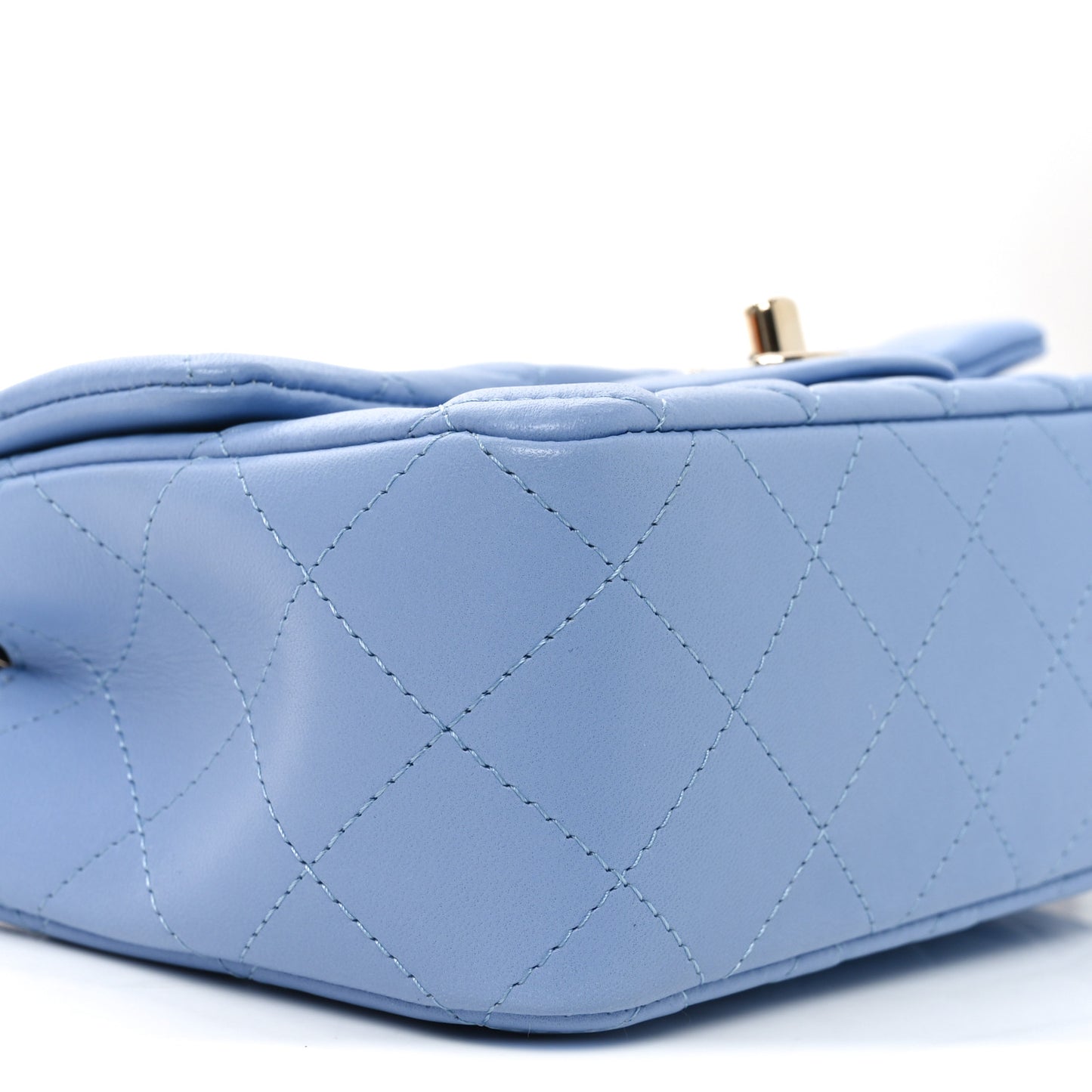 Lambskin Quilted Mini Rectangular Flap Light Blue