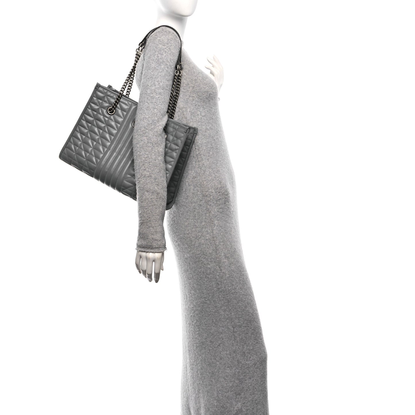 Calfskin Matelasse Aria Medium GG Marmont Shoulder Tote Deep Grey