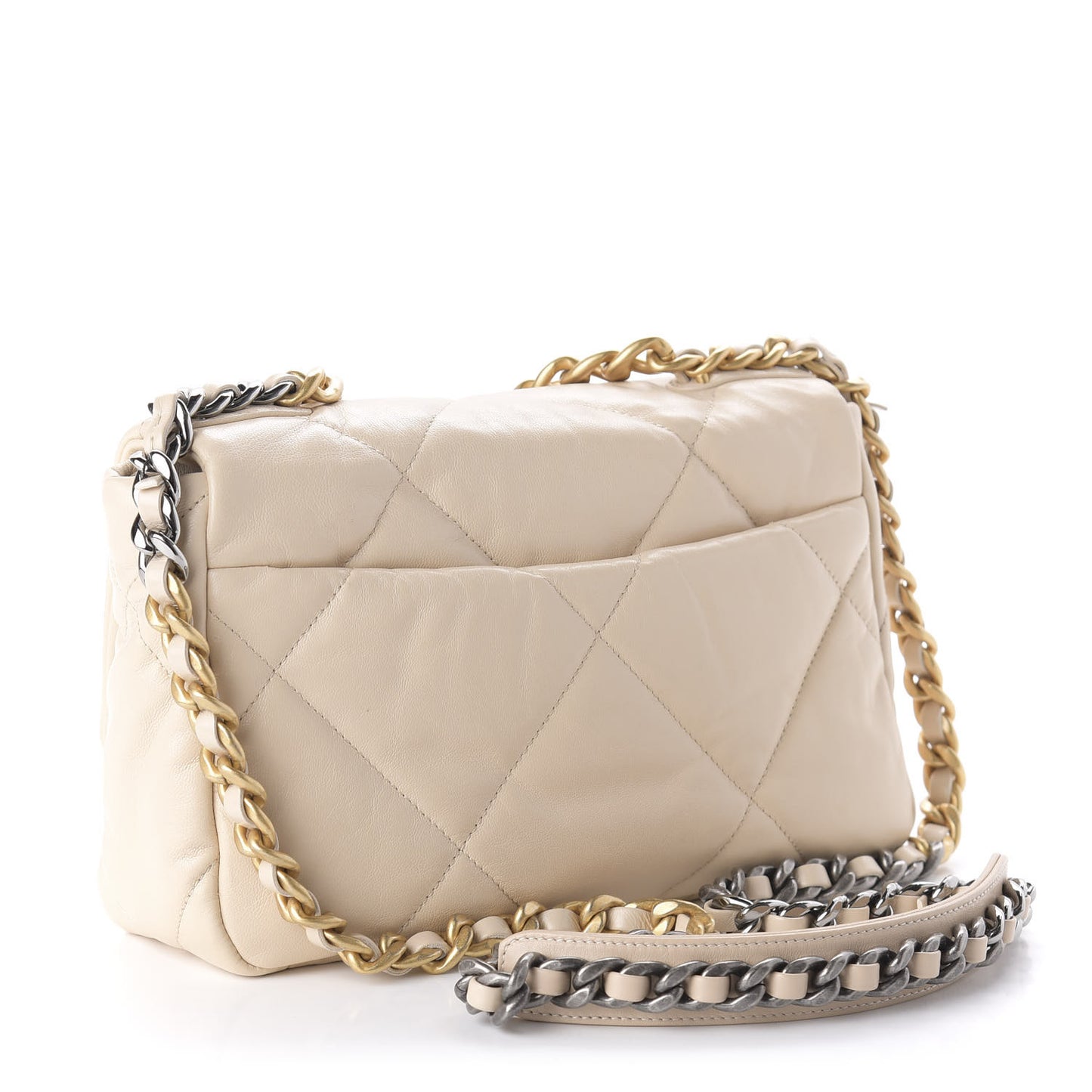 Lambskin Quilted Medium 19 Flap Light Beige