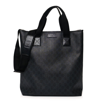 Gucci GG Supreme Monogram Web Handle Vertical Tote Black Grey 1 of 14