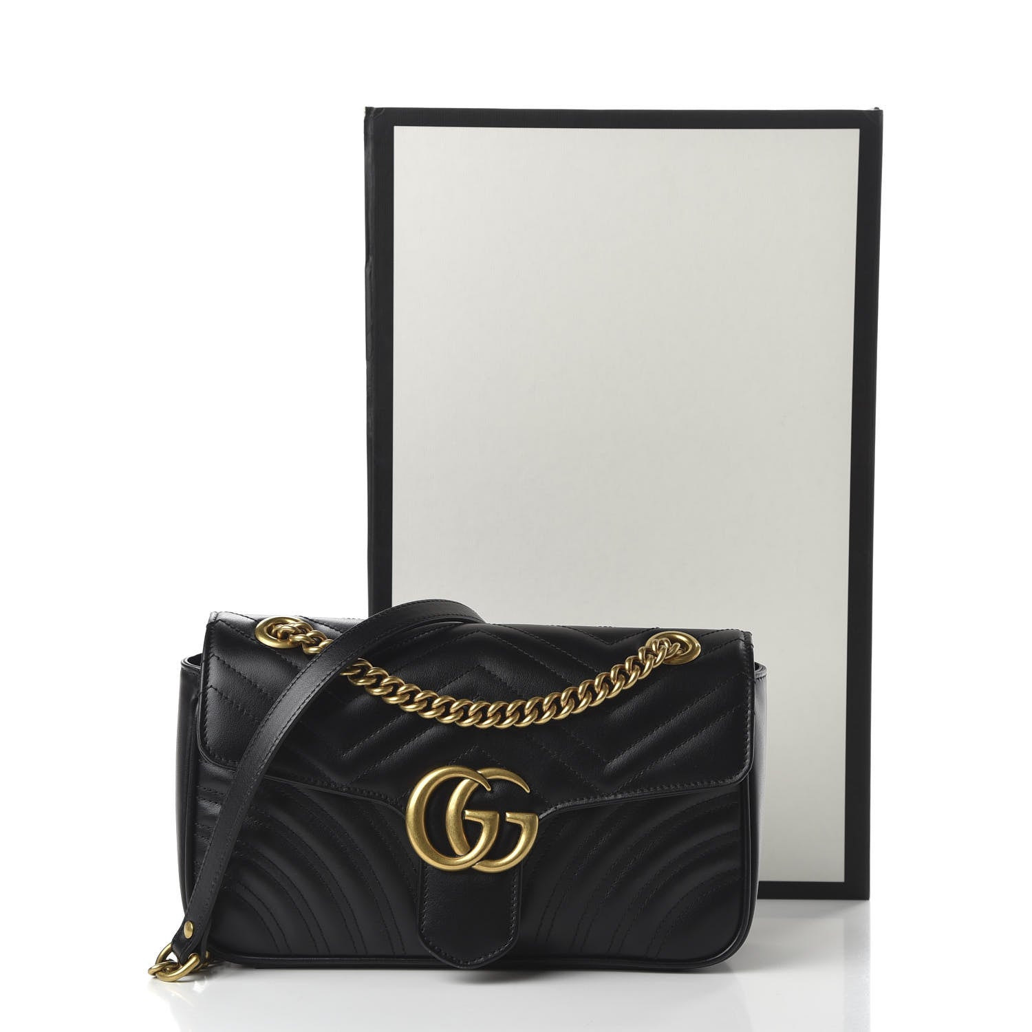 Gucci Calfskin Matelasse Small GG Marmont Shoulder Bag Black 11 of 11