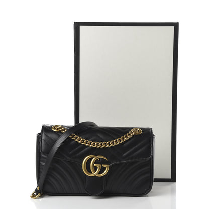 Gucci Calfskin Matelasse Small GG Marmont Shoulder Bag Black 11 of 11