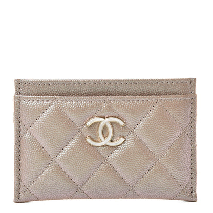 Chanel Iridescent Caviar Quilted Card Holder Beige 1 of 9