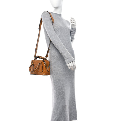 Chloe Calfskin Crocodile Embossed Small Daria Autumnal Brown 2 of 10