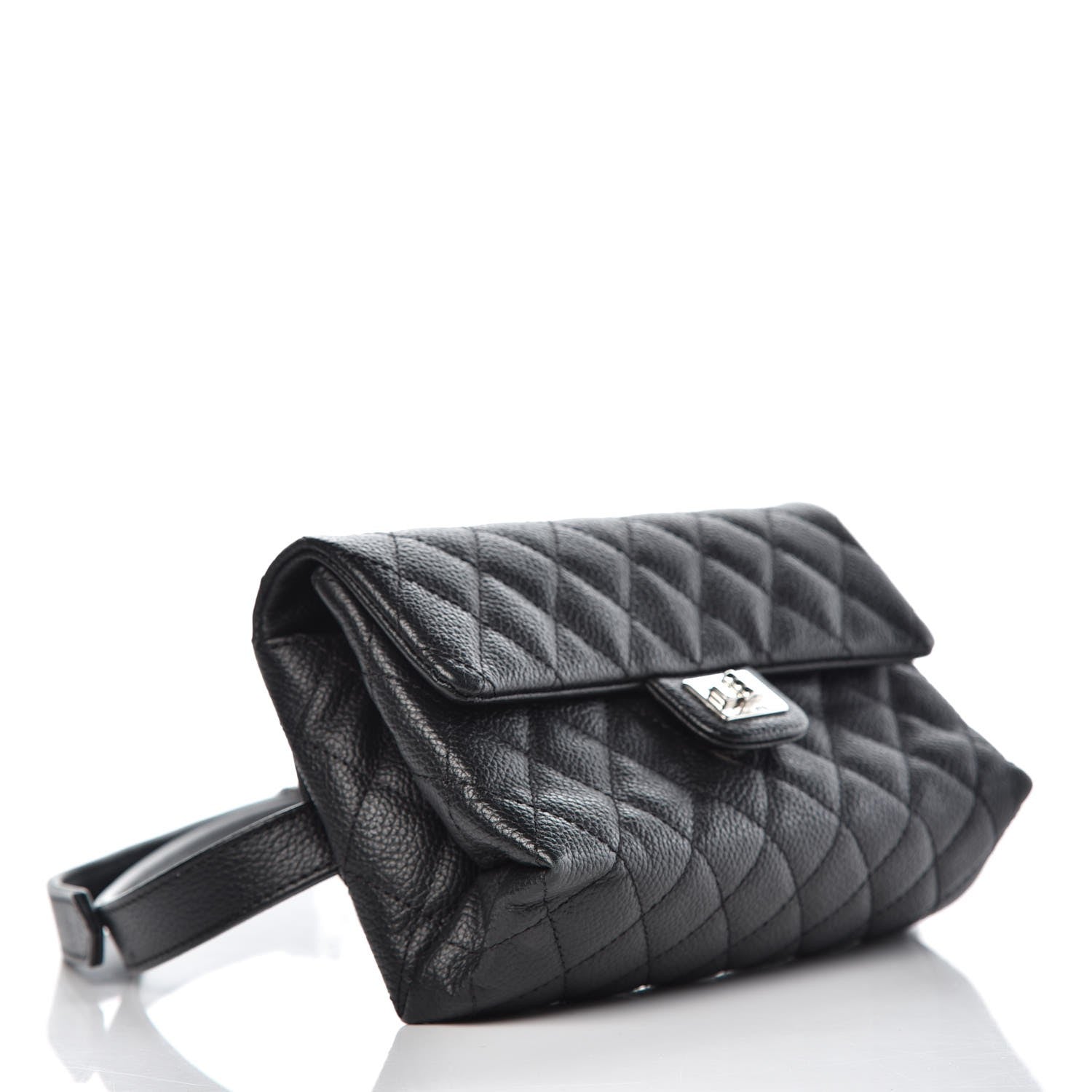 Chanel Grained Calfskin Quilted 2.55 Reissue Flap Belt Bag Clutch Black 4 of 7
