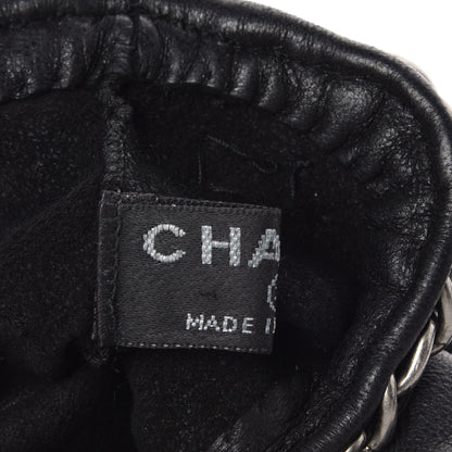 Chanel Lambskin Fingerless Chain CC Gloves 7.5 Black 5 of 7