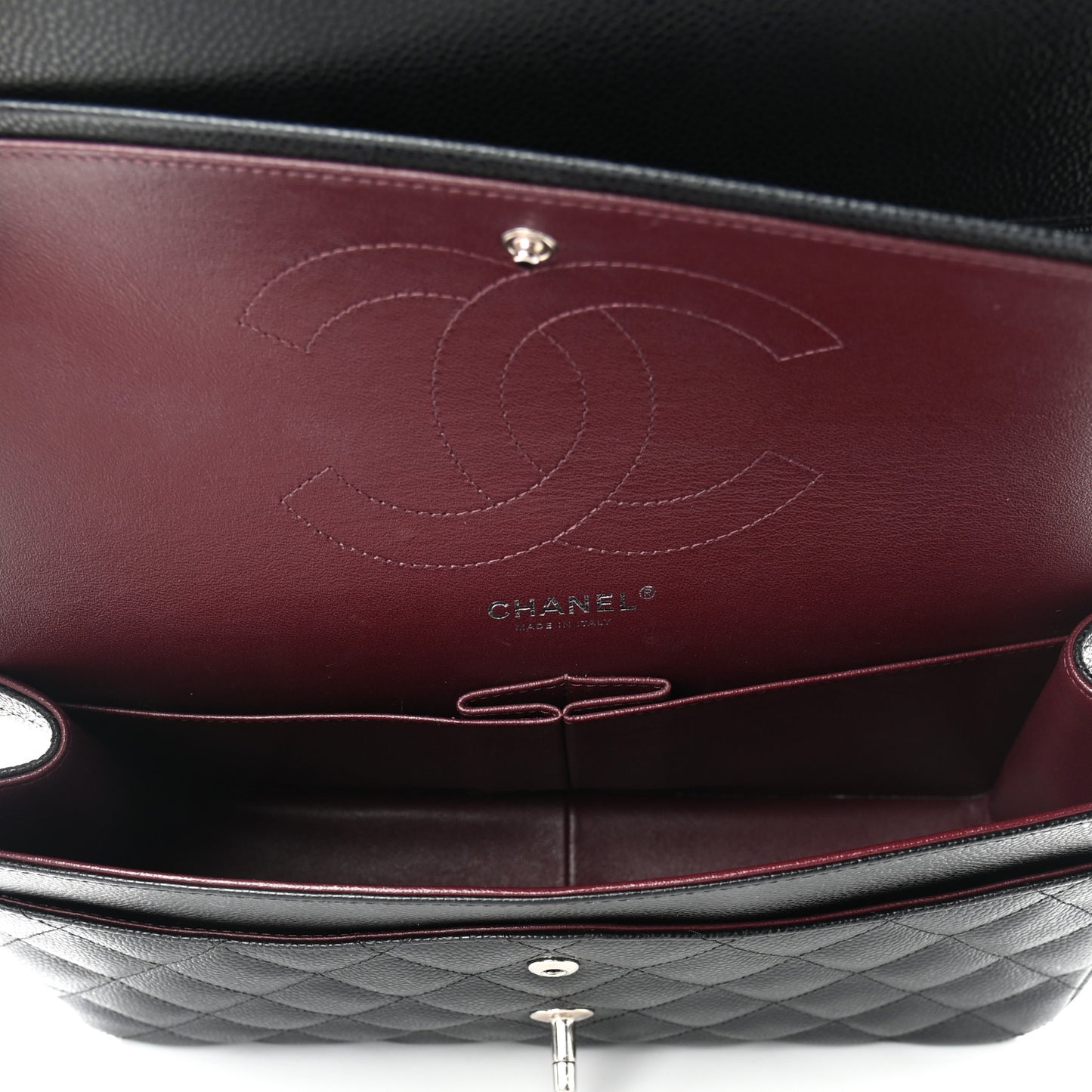 Caviar Quilted Jumbo Double Flap Black