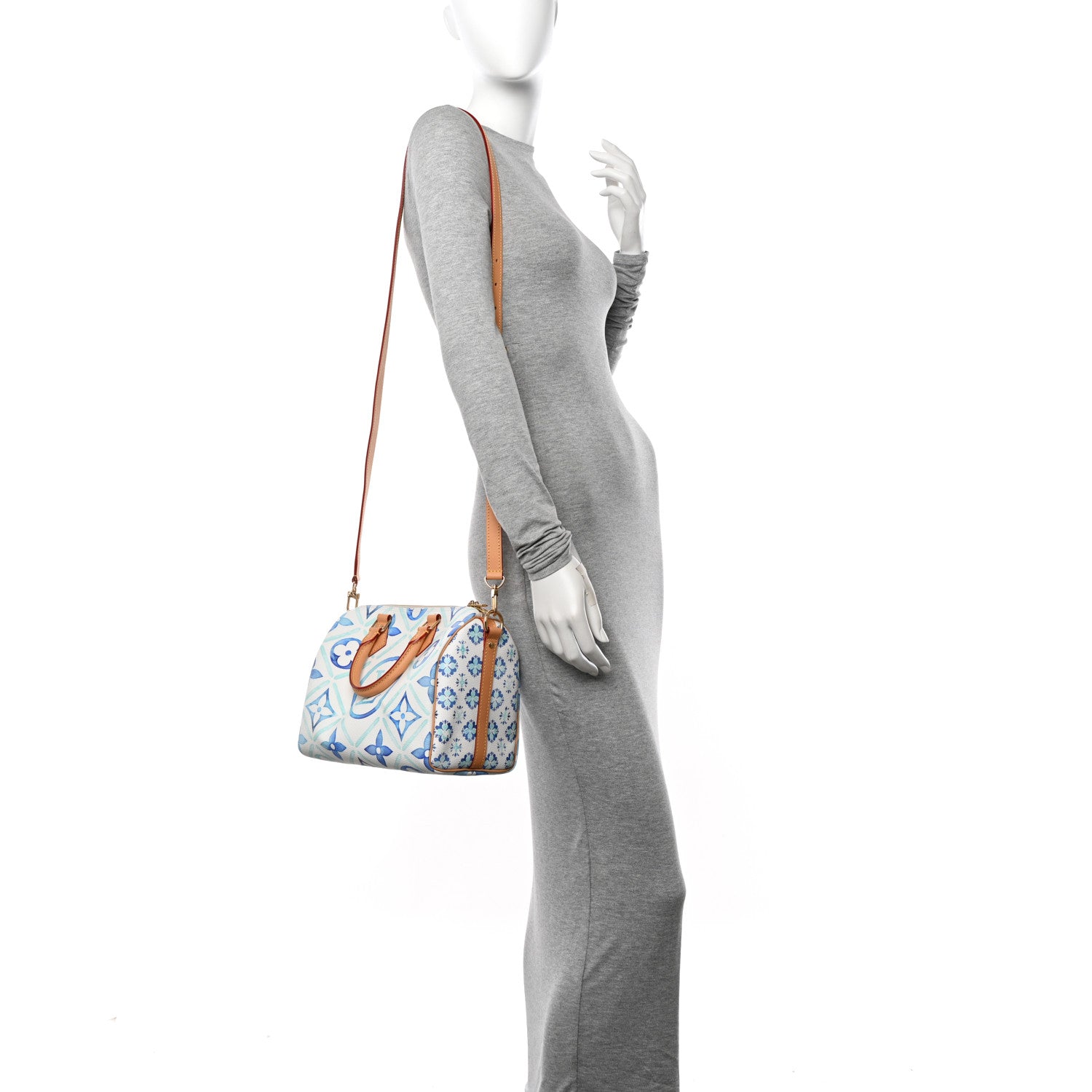 Louis Vuitton Monogram Tiles By The Pool Speedy Bandouliere 25 Lagoon Blue 2 of 9