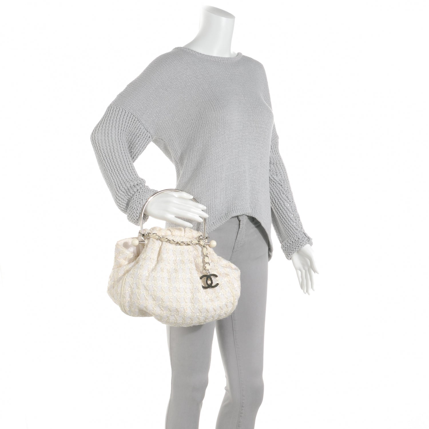 Chanel Tweed Boucle Knitting Bag Ivory 2 of 8