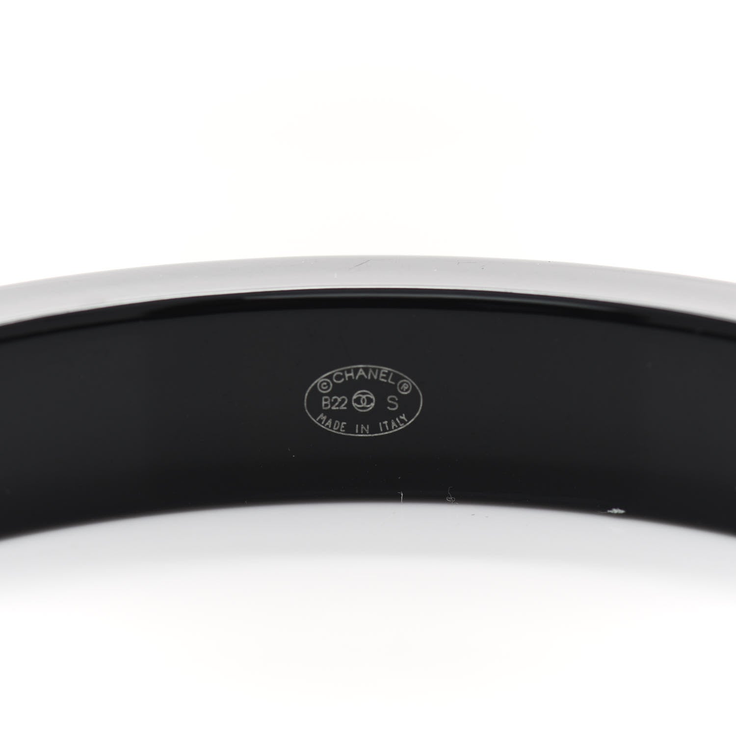 Chanel Resin Logo Bangle Bracelet White Black 3 of 4