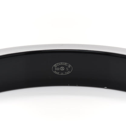Chanel Resin Logo Bangle Bracelet White Black 3 of 4
