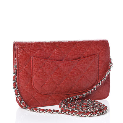 Chanel Caviar Quilted Wallet on Chain WOC Red 3 of 11