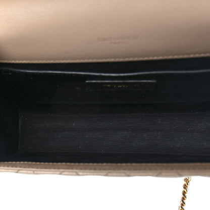Saint Laurent Grain De Poudre Textured Mixed Matelasse Medium Triquilt Monogram Satchel Dark Latte 5 of 8