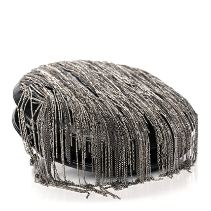 Chanel Lambskin Chain Fringe Round Clutch With Chain Black 4 of 15