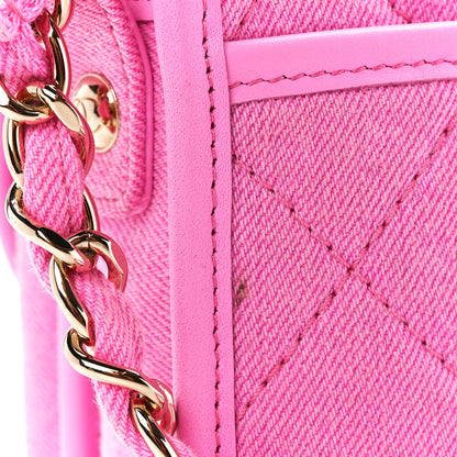 Chanel Denim Quilted Small Messenger Flap Neon Pink 12 of 12