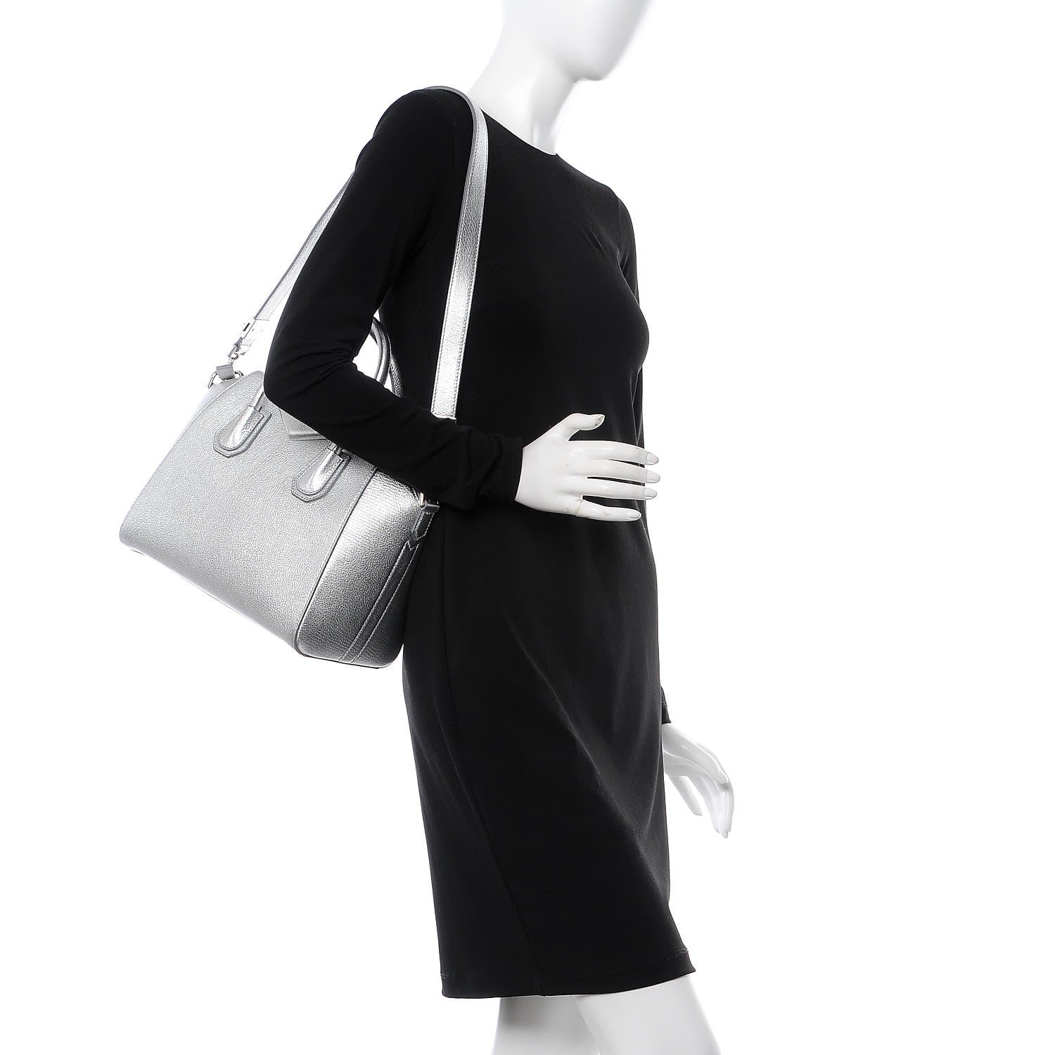 Givenchy Metallic Sugar Goatskin Small Antigona Silver 2 of 7