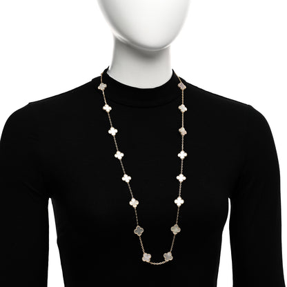 Van Cleef & Arpels 18K Yellow Gold Mother of Pearl 20 Motifs Vintage Alhambra Necklace 2 of 6