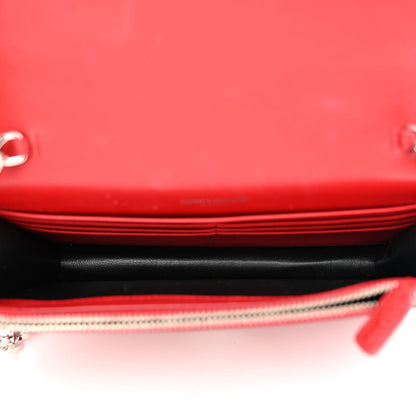 Saint Laurent Calfskin Crocodile Embossed Kate Monogram Tassel Chain Wallet Rouge Eros 5 of 14