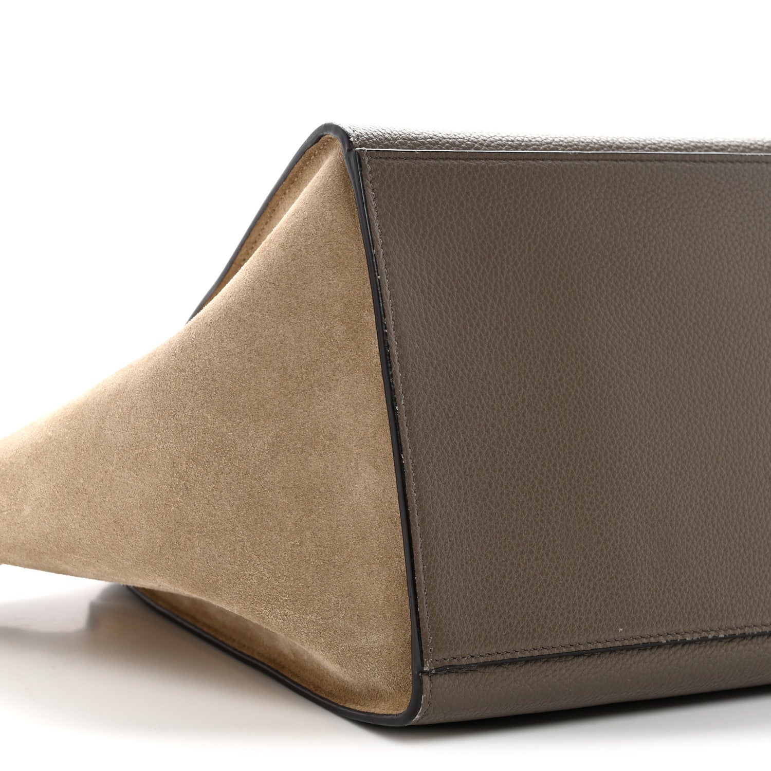 Celine Drummed Calfskin Suede Large Trapeze Souris 8 of 13