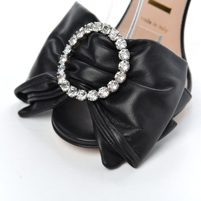 Gucci Nappa Ilse Pleated Bow Sandals 35.5 Black 7 of 15