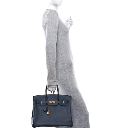 Hermes Epsom Contour Birkin 35 Bleu Indigo Rouge H 2 of 14