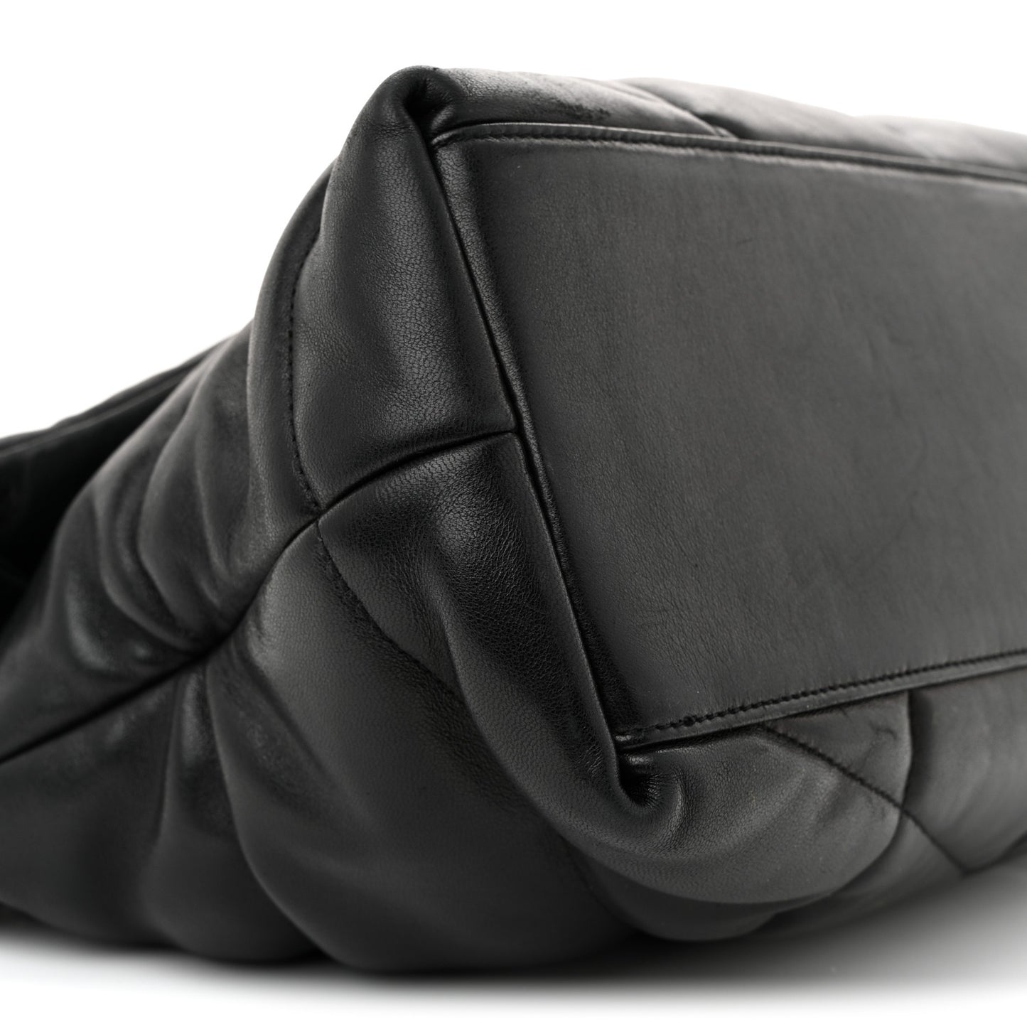 Lambskin Quilted Medium Loulou Puffer Monogram Chain Satchel Black