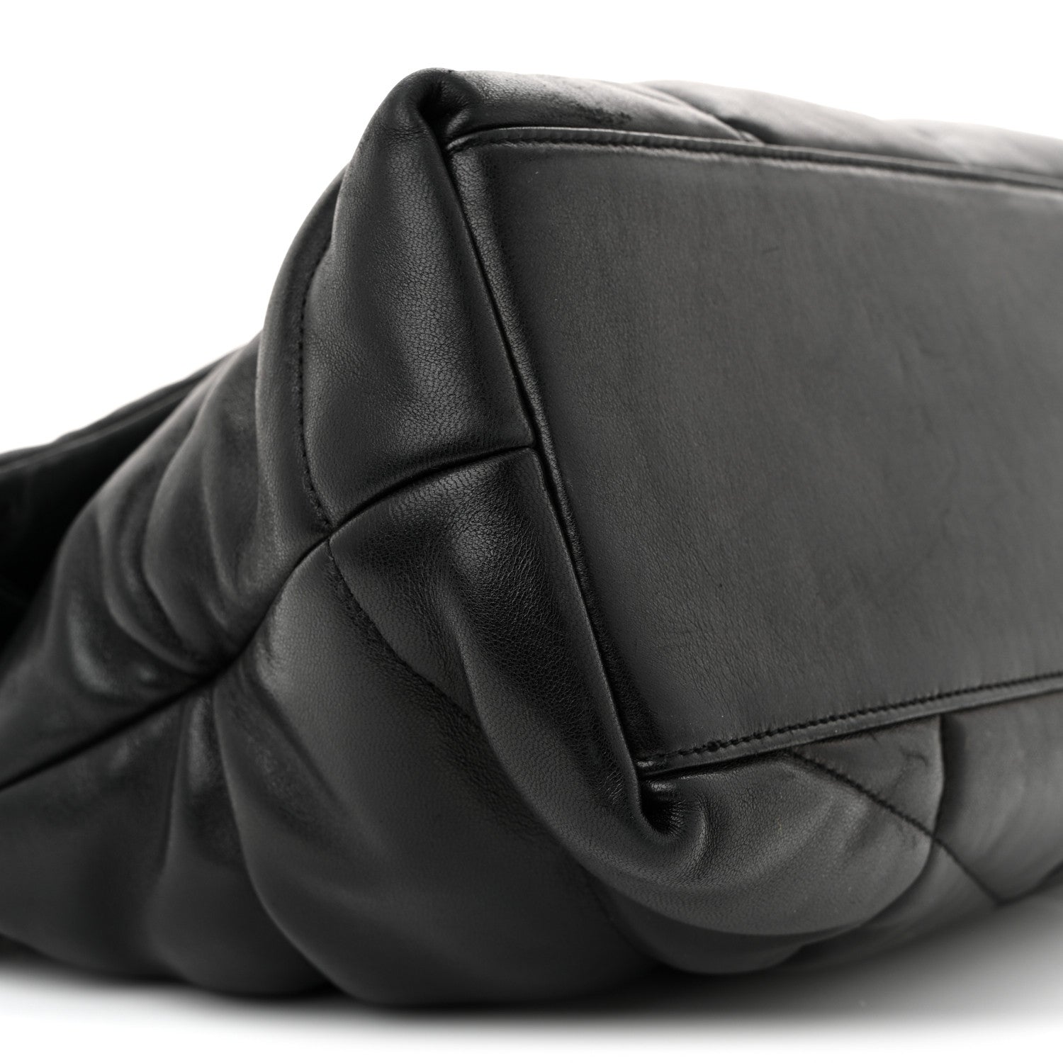 Saint Laurent Lambskin Quilted Medium Loulou Puffer Monogram Chain Satchel Black 9 of 10