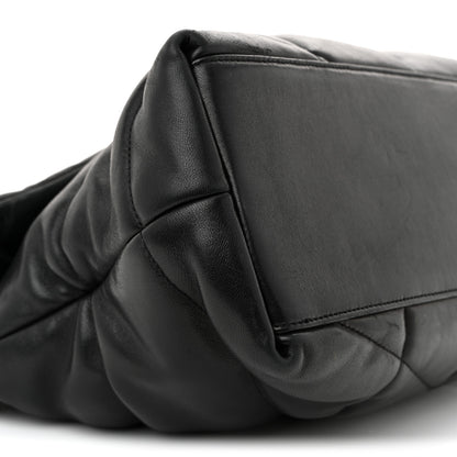 Saint Laurent Lambskin Quilted Medium Loulou Puffer Monogram Chain Satchel Black 9 of 10