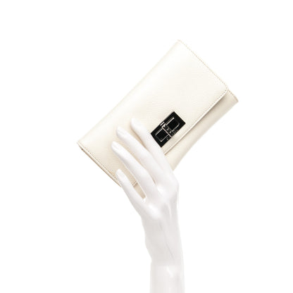 Chanel Calfskin Mademoiselle Clutch Wallet White 2 of 8