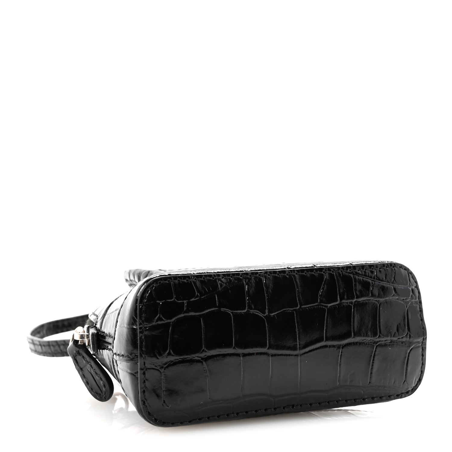 Balenciaga Shiny Calfskin Logo Crocodile Embossed Mini Ville Top