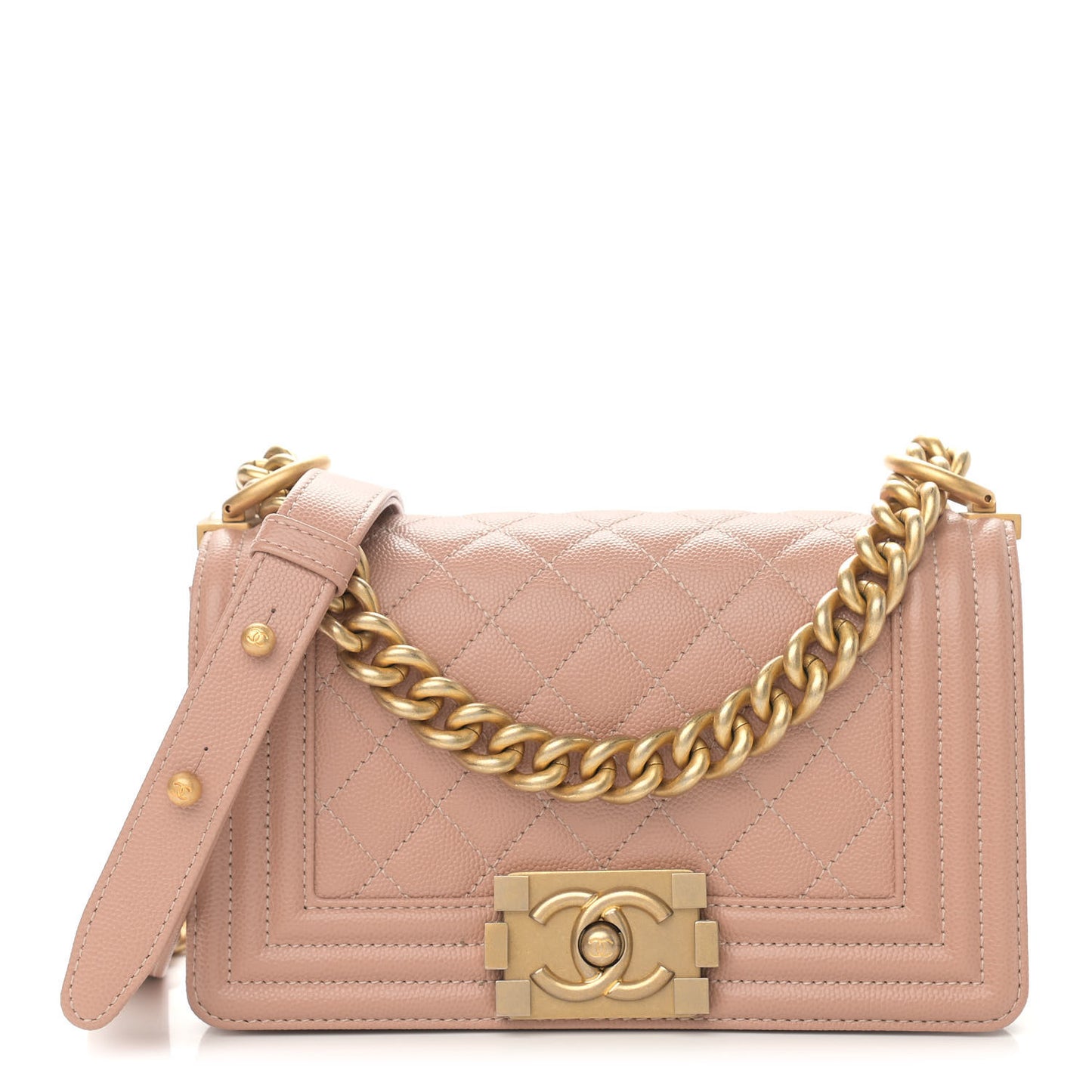 Caviar Quilted Small Boy Flap Light Pink