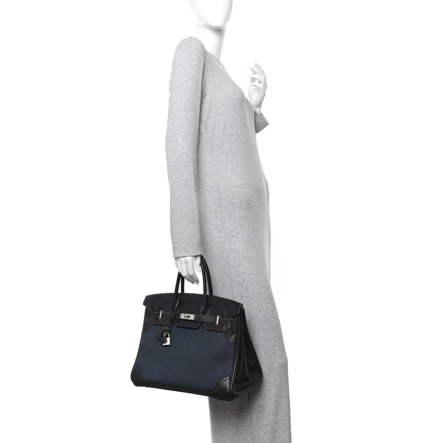 Evercalf Toile Ghillies Birkin 35 Black Denim Fonce