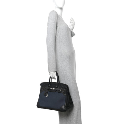 Hermes Evercalf Toile Ghillies Birkin 35 Black Denim Fonce 2 of 10