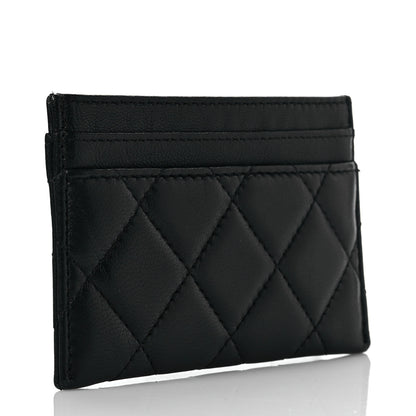 Chanel Lambskin Quilted Camellia Card Holder Black 3 of 8