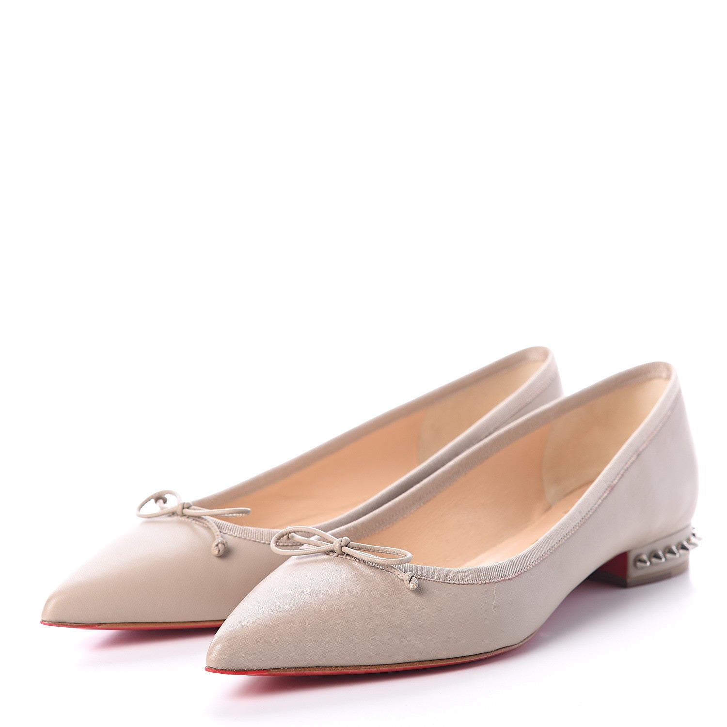 Christian Louboutin Nappa Spiked Hall Flats 40 Nude 3 of 7