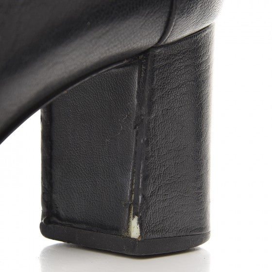 Calfskin CC Cap Toe Lace Up Oxfords 37 Black