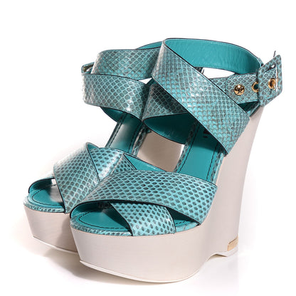 Louis Vuitton Python Wedges 39 Turquoise 3 of 8