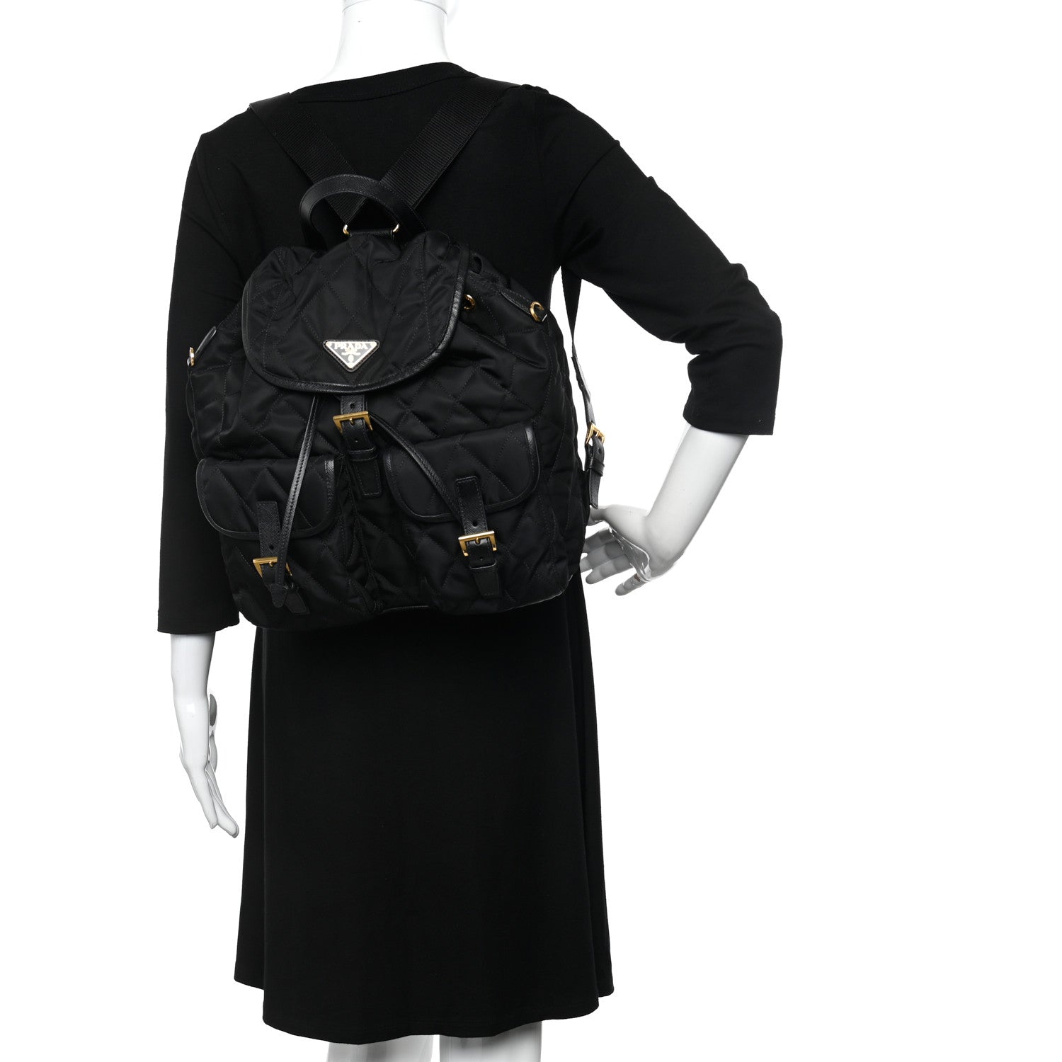 Prada Tessuto Saffiano Impuntu Backpack Black 2 of 9
