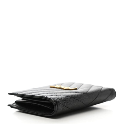 Saint Laurent Grain De Poudre Matelasse Chevron Monogram Zipped Two-Part Wallet Black 4 of 6